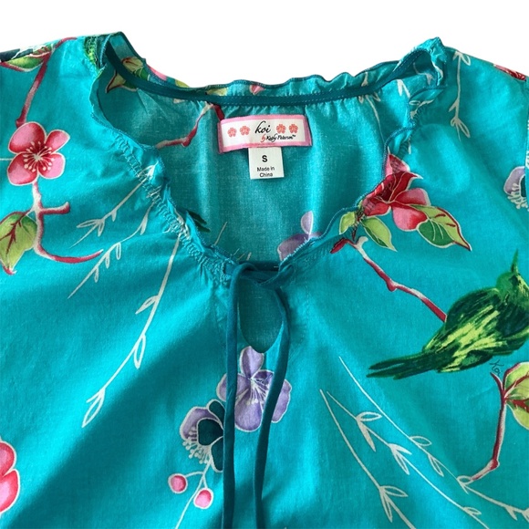 Turquoise Koi by Kathy Peterson Scrub Top - Picture 3 of 3